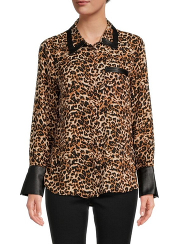Рубашка с отделкой из искусственной кожи Laundry By Shelli Segal, цвет Leopard