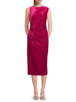 Бархатное платье со сборками Sam Edelman, темно-розовый