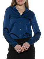 Атласная рубашка Alexia Admor, темно-синий