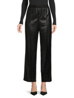 Укороченные брюки из искусственной кожи с логотипом Calvin Klein, черный