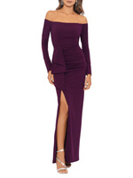 Платье с открытыми плечами и оборками Xscape, цвет Mulberry