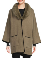 Куртка с воротником из искусственного меха Saks Fifth Avenue, цвет Olive Combo