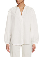 Блузка на пуговицах с однотонной лентой Vince, цвет Optic White