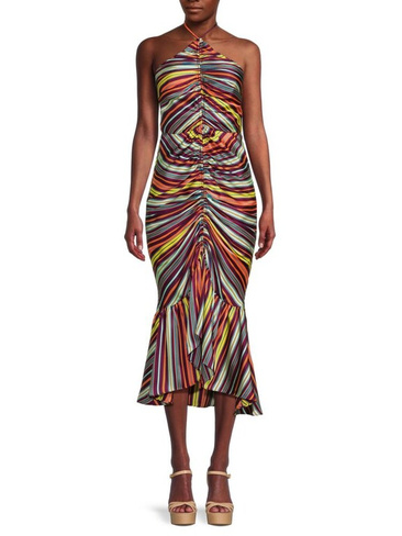 Платье миди с абстрактной бретелью Clifton Cinq À Sept, цвет Orange Multi