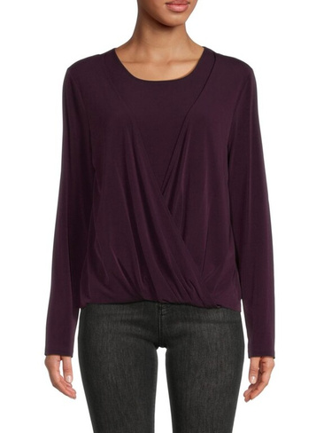 Рубашка с круглым вырезом и драпировкой Calvin Klein, цвет Aubergine