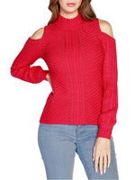 Украшенный свитер с открытыми плечами и воротником-стойкой Belldini, цвет Azalea Gold
