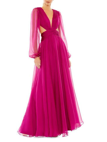 Платье А-силуэта с драпировкой и вырезом Mac Duggal, цвет Berry
