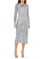Платье-футляр миди с пайетками Mac Duggal, цвет Platinum