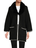 Куртка с воротником из искусственного меха Saks Fifth Avenue, цвет Black Combo