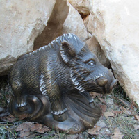 Скульптура Кабан большой, цвет коричневый, камень кальцит