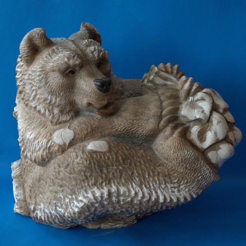 Скульптура Медведь "Банька", цвет коричневый, камень кальцит