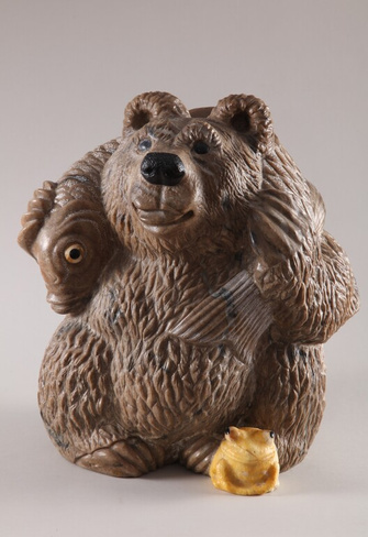 Скульптура Медвежье счастье, цвет коричневый, камень кальцит