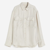 Рубашка H&M Silk-blend Utility, серо-бежевый