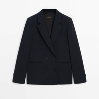 Пиджак Massimo Dutti Buttoned With Pockets, темно-синий