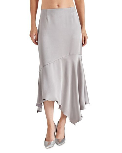 Асимметричная атласная юбка миди Lucille STEVE MADDEN, цвет Gray