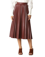 Плиссированная юбка-миди из искусственной кожи Gracia, цвет Brown