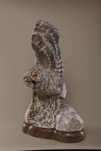 Статуэтка Сова "Авиатор", цвет серый, камень ангидрит