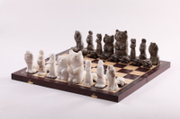 Сувенир Шахматы из камня доска 60x60 см (НХП)