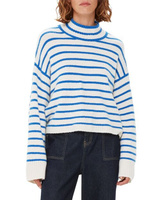 Вязаный свитер-воронка в полоску с ребристыми деталями Whistles, цвет Blue