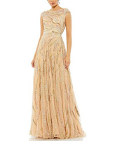 Украшенное вечернее платье с короткими рукавами Mac Duggal, цвет Tan/Beige
