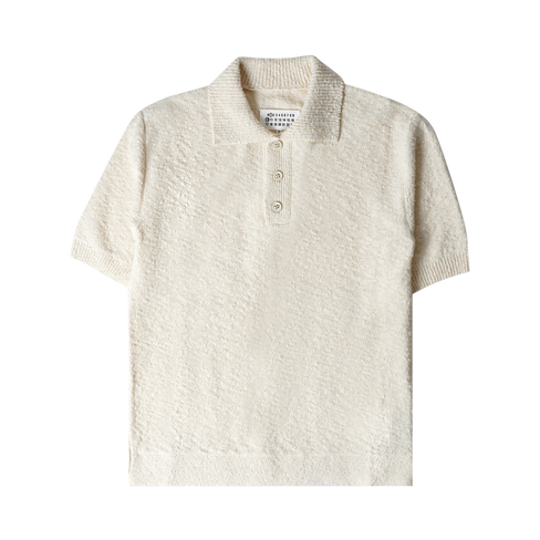 Рубашка Maison Margiela Boucle Knit Polo 'Off White', белый