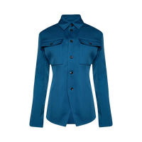 Куртка Bottega Veneta Wool Gabardine Shirt 'Pacific Blue', синий