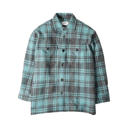 Куртка Ami Plaid Wool Shirt 'Aqua Marine/Mineral Grey', разноцветный