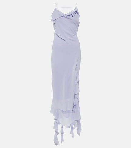 Асимметричное платье миди с оборками Acne Studios, сиреневый