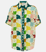 Рубашка everly из шелка и хлопка с цветочным принтом Alémais, мультиколор