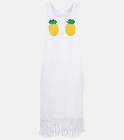 Мини-платье из хлопка с бахромой и бахромой pineapple mesh Anna Kosturova, белый