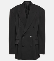 Двубортный шерстяной пиджак на застежке Balenciaga, черный