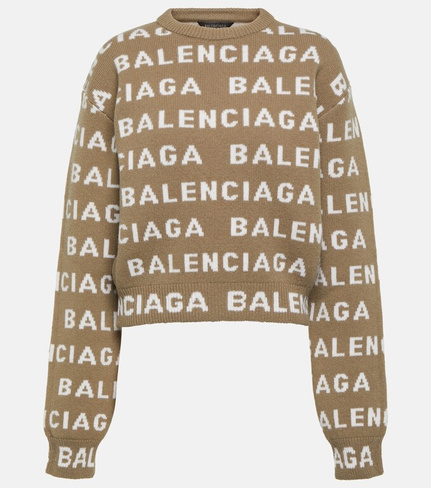 Шерстяной свитер с логотипом Balenciaga, белый