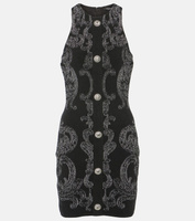 Жаккардовое мини-платье пейсли с люрексом Balmain, черный