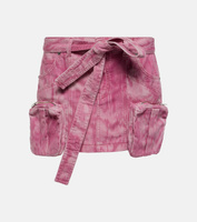 Джинсовая мини-юбка карго с камуфляжным принтом Blumarine, розовый