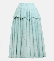 Многоярусная юбка миди Bottega Veneta, синий