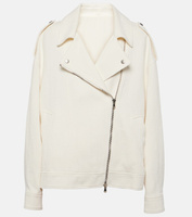 Байкерская куртка из хлопка и льна Brunello Cucinelli, белый