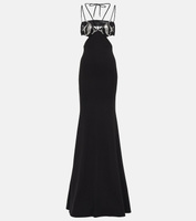 Платье с вышитым вырезом David Koma, черный