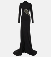 Платье из джерси со вставками и декором David Koma, черный