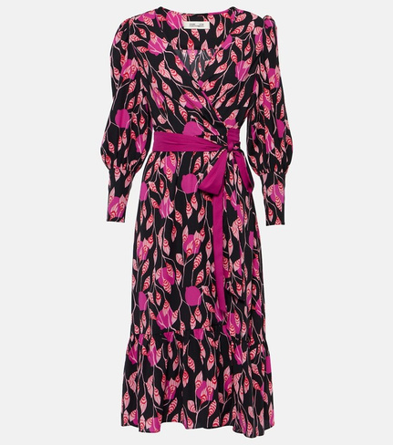 Креповое платье с запахом и принтом blade Diane Von Furstenberg, розовый