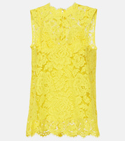 Кружевной топ с цветочным узором Dolce&Gabbana, желтый