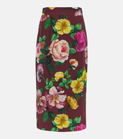 Юбка миди из шармеза с цветочным принтом Dolce&Gabbana, коричневый