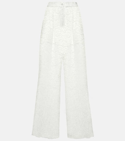 Широкие брюки из кружева с высокой посадкой Dolce&Gabbana, белый