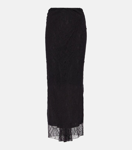 Юбка макси из кружева с низкой посадкой Dolce&Gabbana, черный