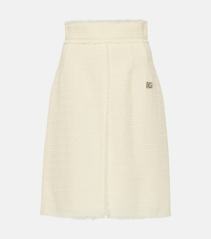 Твидовая юбка миди из смесовой шерсти Dolce&Gabbana, бежевый