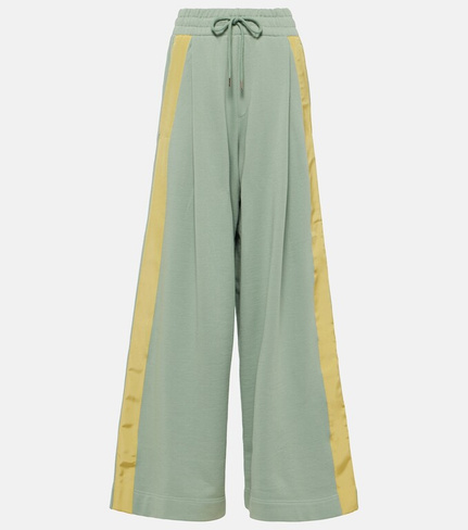 Широкие спортивные брюки из хлопкового джерси Dries Van Noten, зеленый