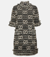 Мини-платье из твида и ламе с узором gg Gucci, черный