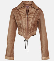 Укороченная джинсовая корсетная куртка из коллаборации с knwls Jean Paul Gaultier, коричневый