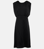 Платье миди из драпированного атласа Jil Sander, черный