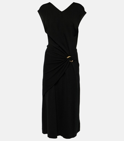 Платье миди из натуральной шерсти Jil Sander, черный