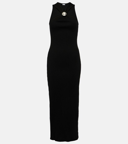 Платье макси anagram из хлопка Loewe, черный